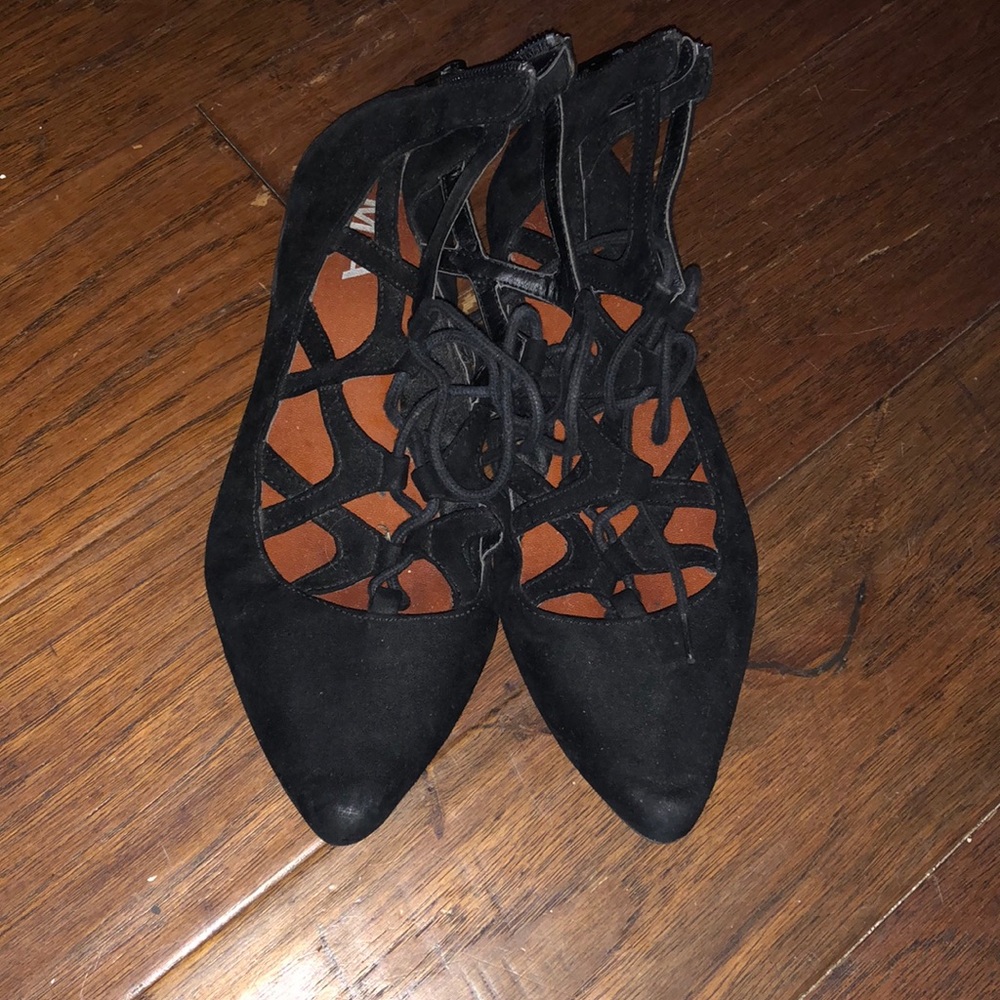 Mia suede strappy lace up flats